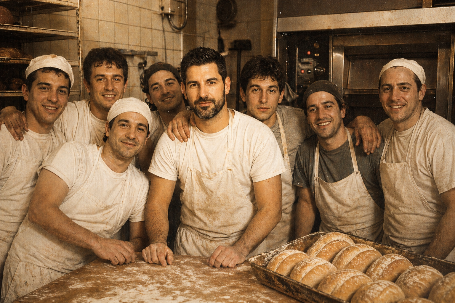 Luca Ferraro trabajando en la panadería